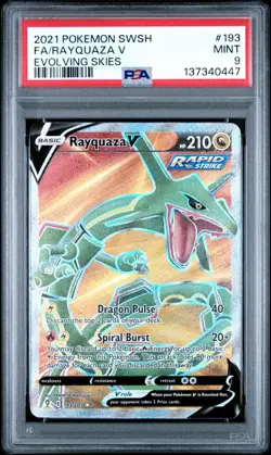 PSA 9 2021 POKEMON SWORD & SHIELD EVOLVING SKIES #193 FA/RAYQUAZA V PSA MINT - Image 1