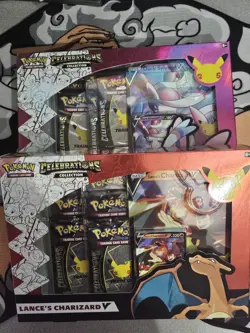 Pokemon TCG Celebrations Lance's Charizard V and Dark Sylveon V Box Set - Image 1