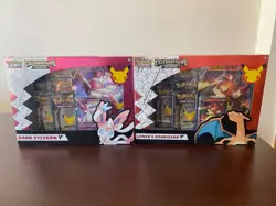 Pokemon TCG Celebrations Lance's Charizard V and Dark Sylveon V Box Set - Image 1