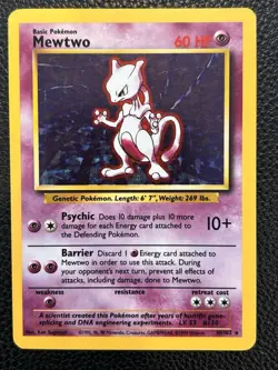 Pokemon Mewtwo TCG Base Set Holo Unlimited Rare Card 10/102 LP Condition - Image 1