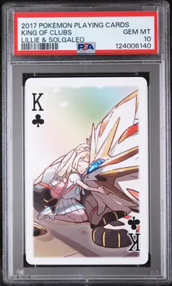 2017 POKEMON PLAYING CARDS LILLIE, GLADION & LUSAMINE KING OF CLUBS PSA 10 - Image 1