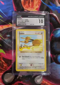 Doduo 048/102 - Base Set (Shadowless) , CGC - 10, Pokemon TCG Card, Graded - Image 1