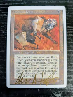 MTG UNLIMITED Clockwork Beast SIGNED IN GOLD BY DREW TUCKER - Image 1