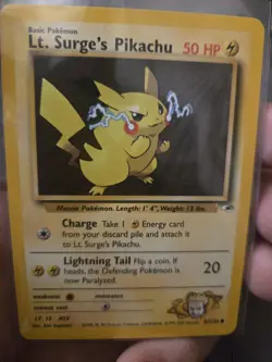 Pokemon TCG Lt. Surge's Pikachu Gym Heroes 81/132 Unlimited Common LP - Image 1