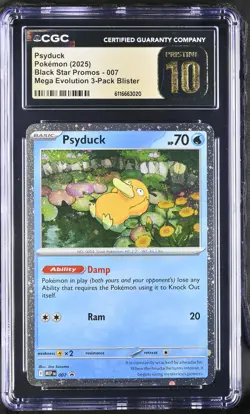 2025 CGC 10 Graded Pokemon Psyduck 007 Mega Evolution 3-pack Blister - Image 1