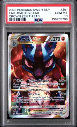 2023 POKEMON SWSH BLACK STAR PROMO #291 FULL ART/LUCARIO VSTAR PSA 10 - Image 1