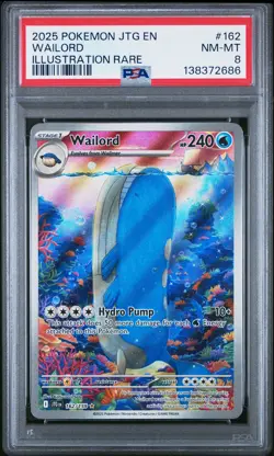 2025 POKEMON JTG EN-JOURNEY TOGETHER ILLUSTRATION RARE #162 WAILORD PSA 8 - Image 1