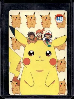 Pokemon Pocket Monsters Vending Pikachu Prism Holo Vintage Sticker #450 #442 - Image 2