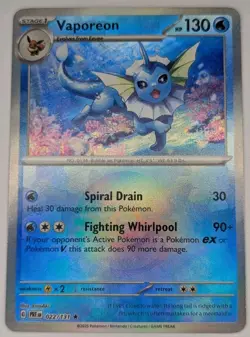 Vaporeon 022/131 Pokemon TCG S&V Prismatic Evolutions Pokeball Reverse Holo NM - Image 1