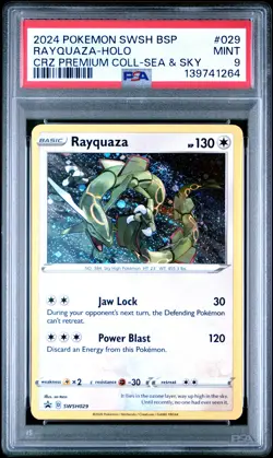 2024 POKEMON SWSH PROMO CROWN ZENITH PREMIUM COLLECTION #029 RAYQUAZA-HOLO PSA 9 - Image 1