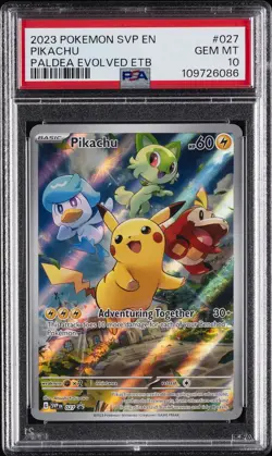 2023 POKEMON SVP EN-SV BLACK STAR PROMO #027 PIKACHU PSA 10 - Image 1