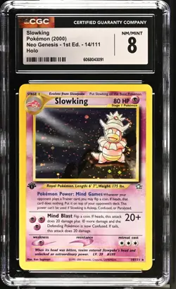 POKEMON CGC 8 Slowking 14/111 2000 Neo Genesis - 1st Edition Rare Holo *3091 - Image 1