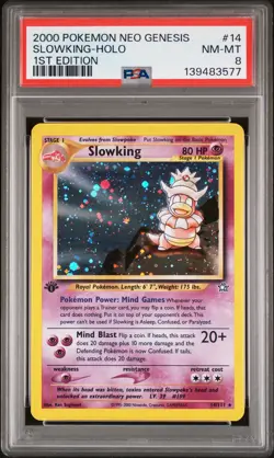 2000 POKEMON NEO GENESIS 1ST EDITION #14 SLOWKING-HOLO PSA 8 - Image 1