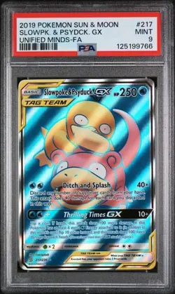 2019 Slowpoke & Psyduck GX #217 Tag Team Unified Minds PSA 9 Pokemon Card - Image 1