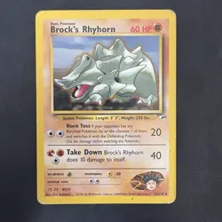 Pokemon Vintage Non-Holo Rare Brock's Rhyhorn Gym Heroes 22/132 HP WotC - Image 1
