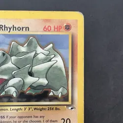 Pokemon Vintage Non-Holo Rare Brock's Rhyhorn Gym Heroes 22/132 HP WotC - Image 3