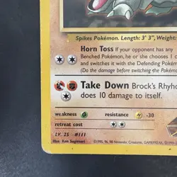 Pokemon Vintage Non-Holo Rare Brock's Rhyhorn Gym Heroes 22/132 HP WotC - Image 5