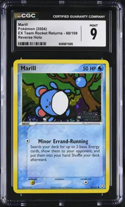 CGC 9 Marill EX Team Rocket Returns 68/109 Reverse Holo Stamped Pokemon Card - Image 1