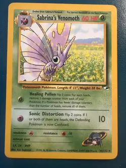 Sabrina's Venomoth 034/132 Gym Heroes Regular Pokemon Card LP Tcg Card - Image 1