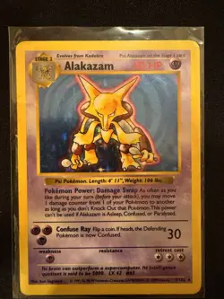 Pokemon Alakazam TCG Shadowless Base Set Holo Rare Card 1/102 - Image 1