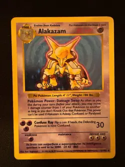 Pokemon Alakazam TCG Shadowless Base Set Holo Rare Card 1/102 - Image 2