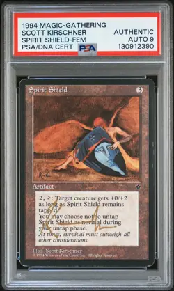 1994 MAGIC: THE GATHERING FALLEN EMPIRES SPIRIT SHIELD PSA AUTHENTIC AUTO 9 - Image 1