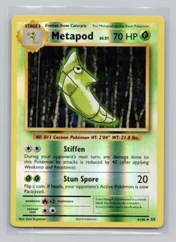 Reverse Holo Metapod #4/108 Uncommon XY - Evolutions Pokemon - Image 1