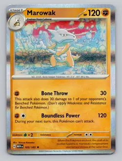 Holo Marowak 105/165 Rare SV: Scarlet & Violet 151 Pokemon - Image 1