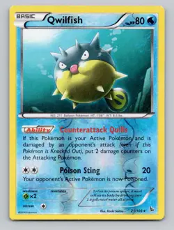 Reverse Holo Qwilfish #21/106 Rare XY - Flashfire Pokemon - Image 1
