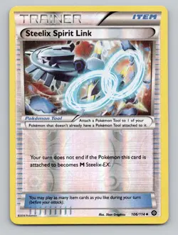 Reverse Holo Steelix Spirit Link #106/114 Uncommon XY - Steam Siege Pokemon - Image 1