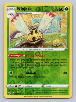Reverse Holo Ninjask #014/185 Rare SWSH04: Vivid Voltage Pokemon - Image 1