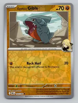 Reverse Holo Cynthia's Gible 102/182 Common SV10: Destined Rivals Pokemon - Image 1