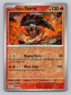 Reverse Holo Paldean Tauros 028/193 Uncommon SV02: Paldea Evolved Pokemon - Image 1