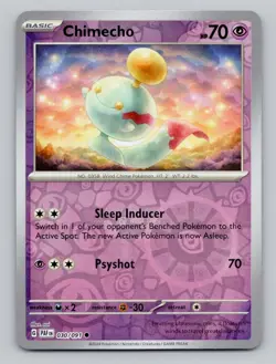 Reverse Holo Chimecho #030/091 Common SV: Paldean Fates Pokemon - Image 1