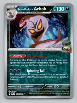 Reverse Holo Team Rocket's Arbok 113/182 Uncommon SV10: Destined Rivals Pokemon - Image 1