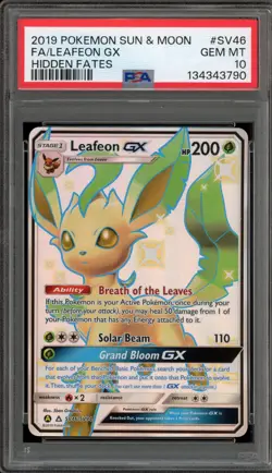 Pokemon Leafeon GX Hidden Fates Full Art #SV46 PSA 10 Gem Mint - Image 1