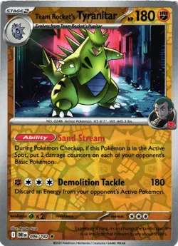 Pokemon TCG Team Rocket's Tyranitar Reverse Holo Rare 096/182 NM - Image 1