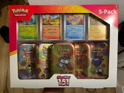 Pokemon Scarlet & Violet 151 5-pack Mini Tins 4 Promos Costco Exclusive Sealed - Image 1