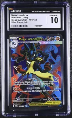 Mega Lucario EX *CGC 10* Ultra Rare *Mega Evolution* #160 *2025* Pokemon - Image 1