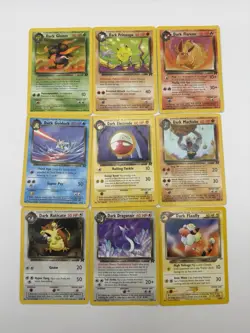 Pokemon WOTC Bulk Lot X9 Vintage Unlimited Dark Uncommon Cards Rocket Neo MP-HP - Image 1