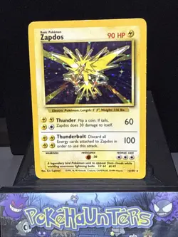 Pokemon Card Zapdos 16/102 Base Set Holo Rare WOTC Played 2 - Image 1