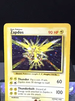 Pokemon Card Zapdos 16/102 Base Set Holo Rare WOTC Played 2 - Image 2