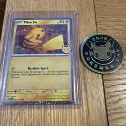 2026 Pikachu 051/162 Pokemon Day 30th Anniversary Stamped Promo TCG Plus Coin - Image 1