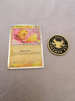 2026 Pikachu 051/162 Pokemon Day 30th Anniversary Stamped Promo TCG Plus Coin - Image 1
