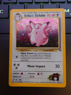 Holo Rare Erika's Clefable Pokemon Card From The 2000 Gym Heroes 1/132 - Image 1