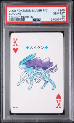 2000 POKEMON SILVER VERSION PLAYING CARDS KING OF HEARTS #245 SUICUNE PSA 10 - Image 1