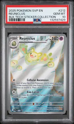 2025 POKEMON SVP PROMO BLACK BOLT TECH STICKER COLLECTION #212 REUNICLUS PSA 10 - Image 1