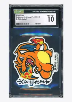 Pokemon CGC 10 GEM MINT Charizard B-Side Label 2018 Pokemon Stickers Pt.1 JPN - Image 1