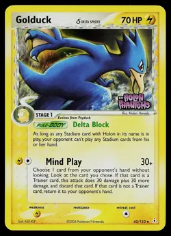 Pokemon Card - Golduck Holon Phantoms 43/110 Uncommon Reverse Holo Stamped - Image 1