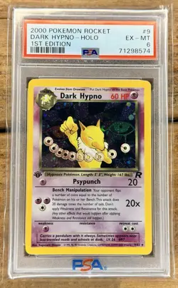 2000 Pokemon Dark Hypno 9/82 1st Edition Team Rocket Holo PSA 6 - Image 1